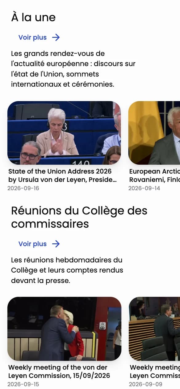 WebTV de démonstration Streamfizz : rubriques thématiques, recherche et carrousels de vidéos