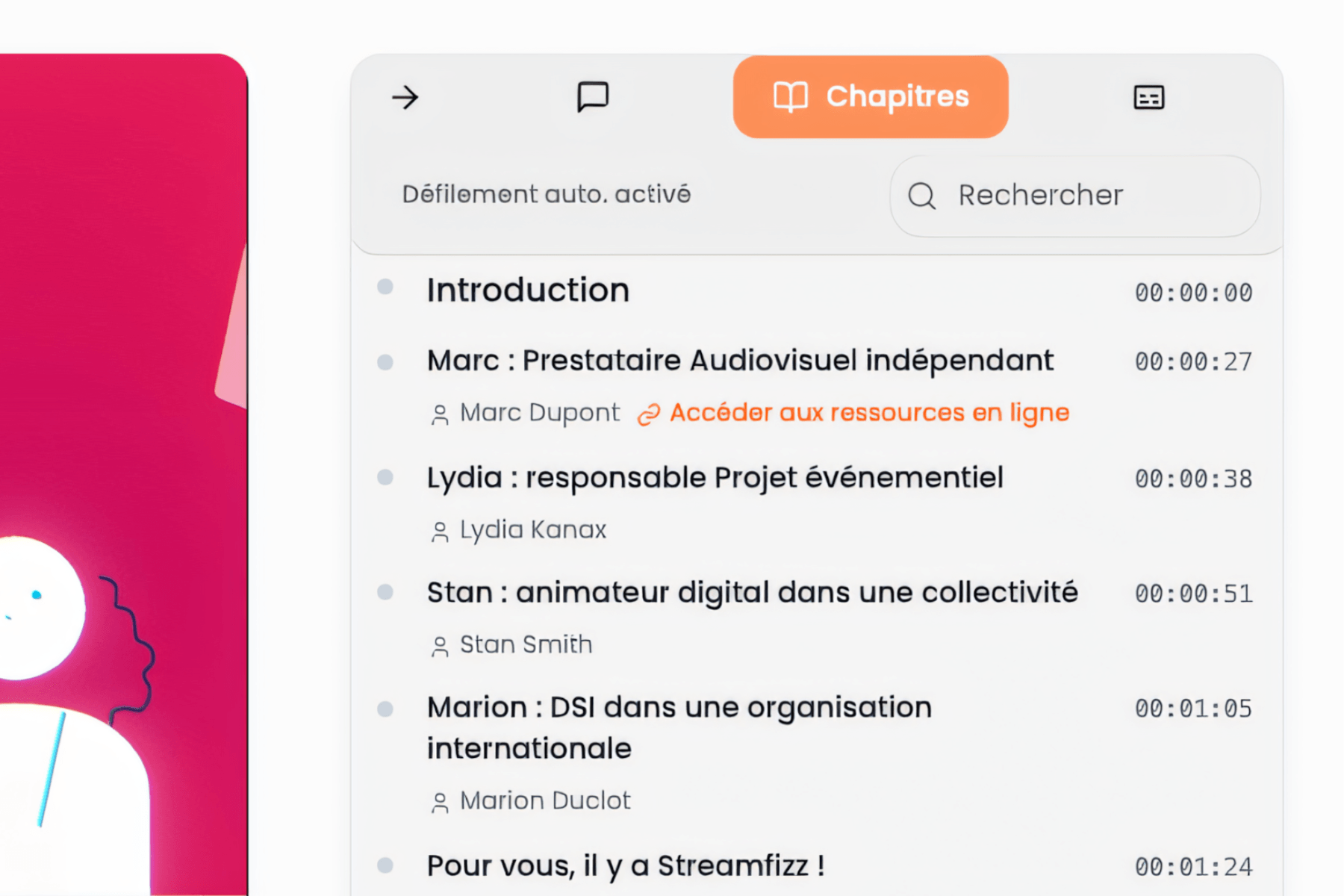 Chapitrage interactif en direct