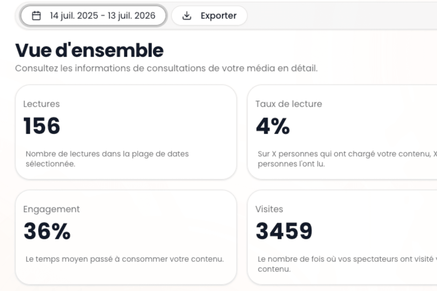 Export des statistiques vidéo au format CSV