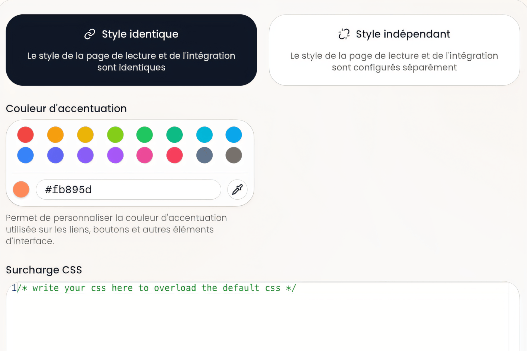Personnalisation des pages de lecture